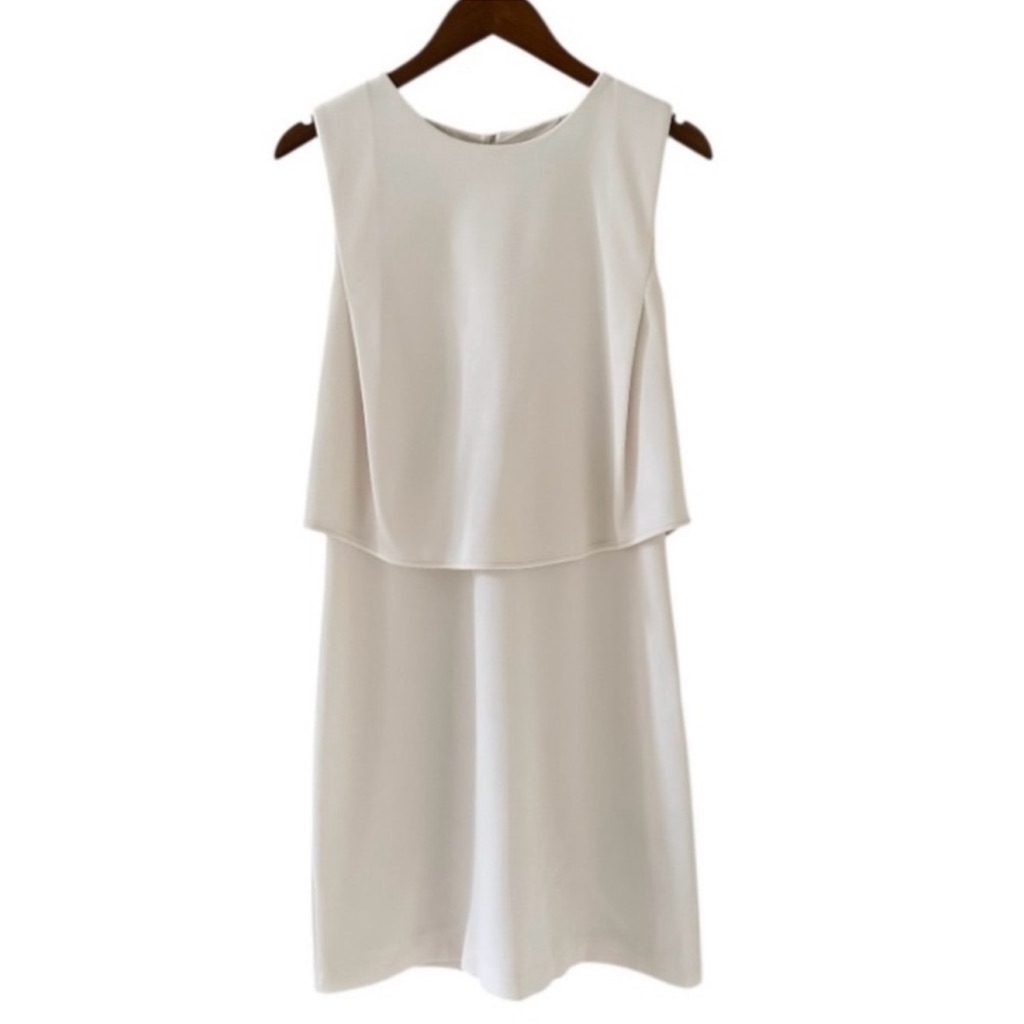 Giorgio Armani Black Label Ivory Sleeveless Layered Dress Size 10